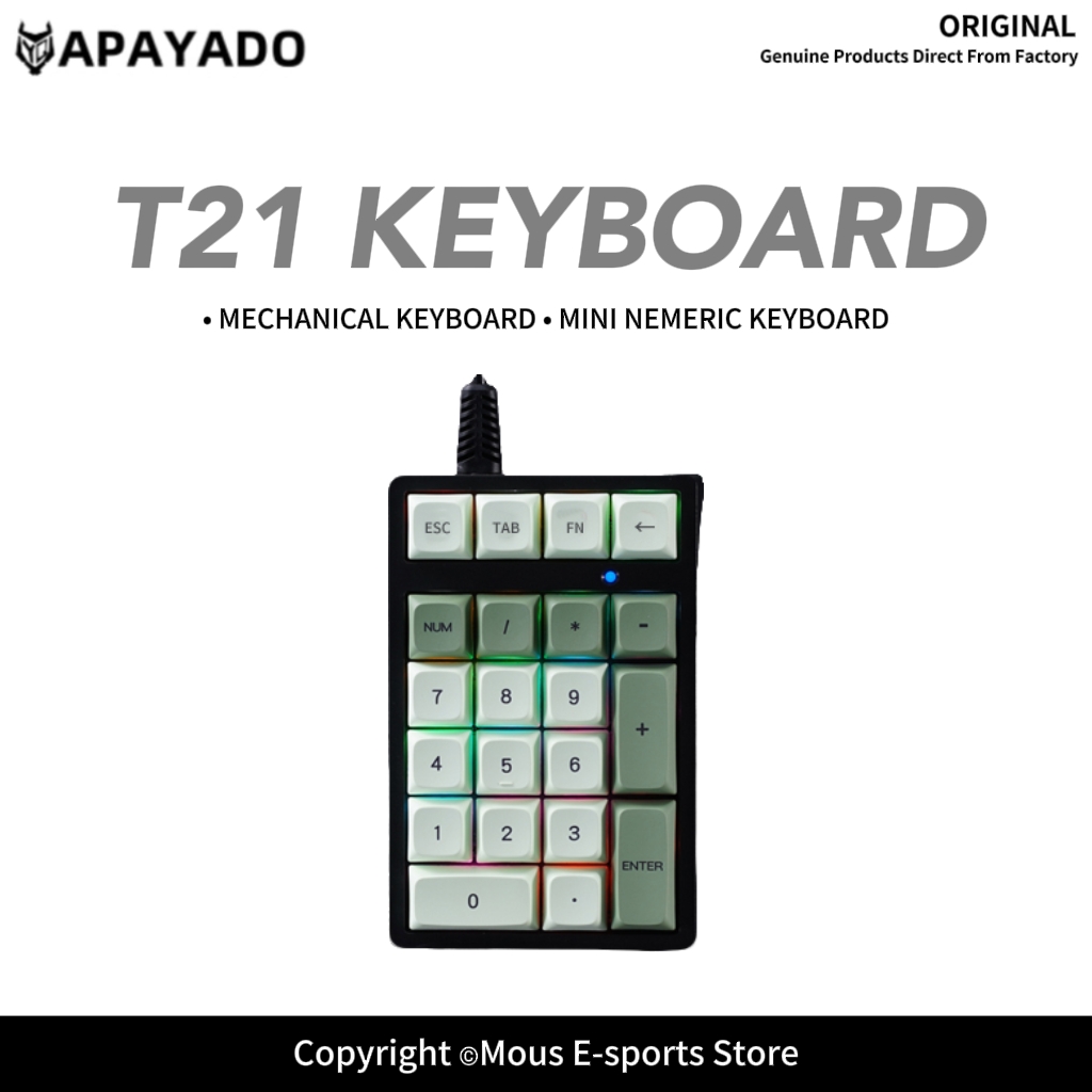 Pbt Keycaps For Numeric Keypad Numpad - Tastierino Numerico Cablato T21 APAYADO con
